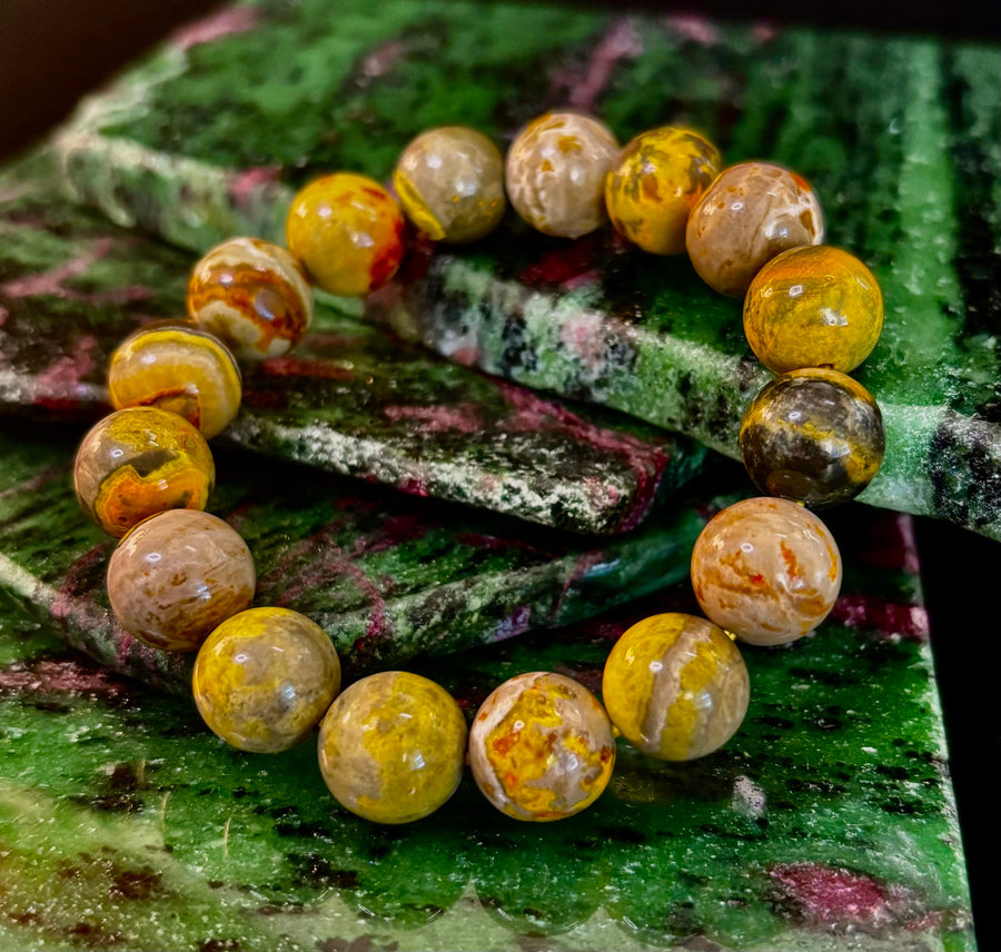 🐝 Bumble Bee Jasper Statement Bracelet – Rare Natural Gemstone | Limited Supply | Three Bead Sizes