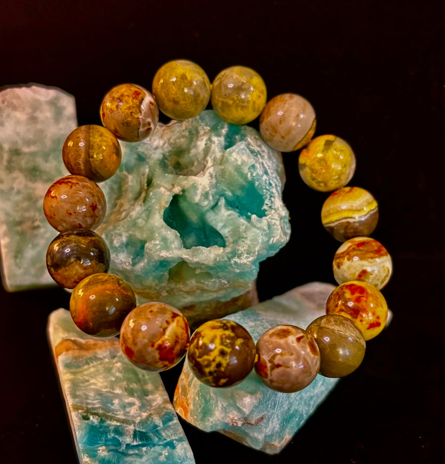 🐝 Bumble Bee Jasper Statement Bracelet – Rare Natural Gemstone | Limited Supply | Three Bead Sizes