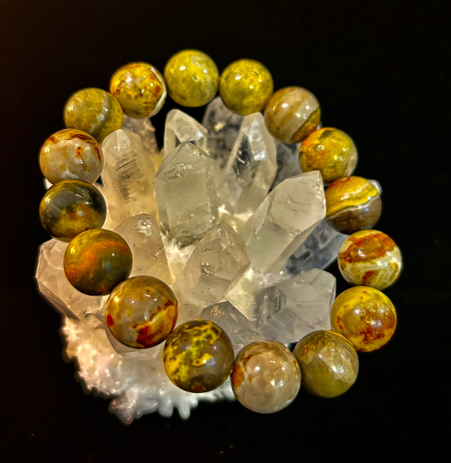 🐝 Bumble Bee Jasper Statement Bracelet – Rare Natural Gemstone | Limited Supply | Three Bead Sizes