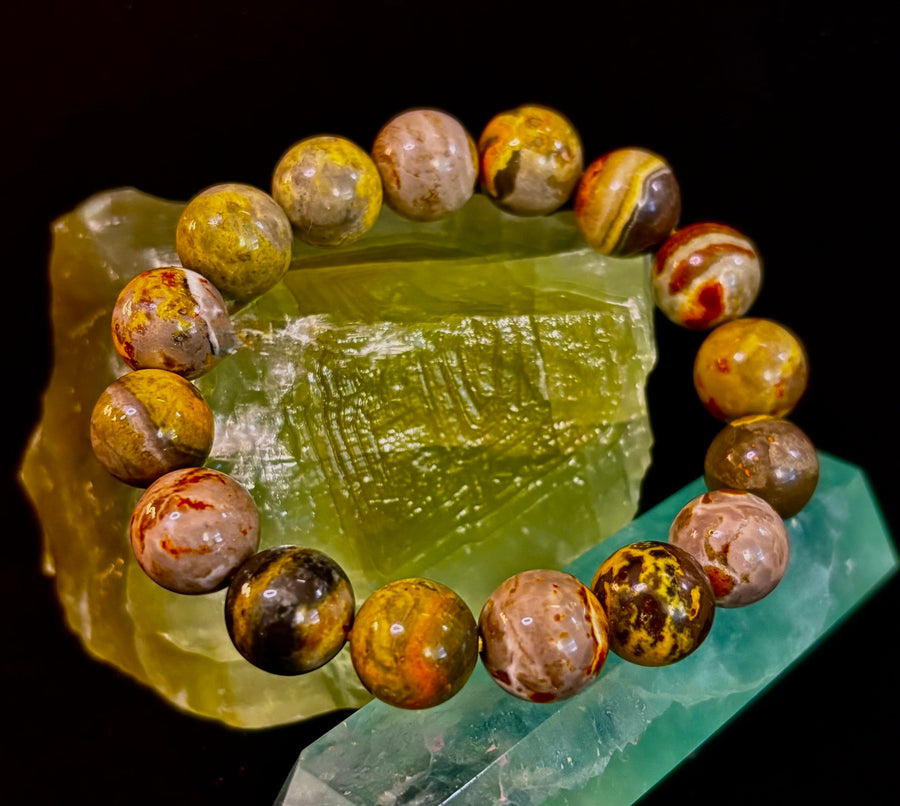 🐝 Bumble Bee Jasper Statement Bracelet – Rare Natural Gemstone | Limited Supply | Three Bead Sizes