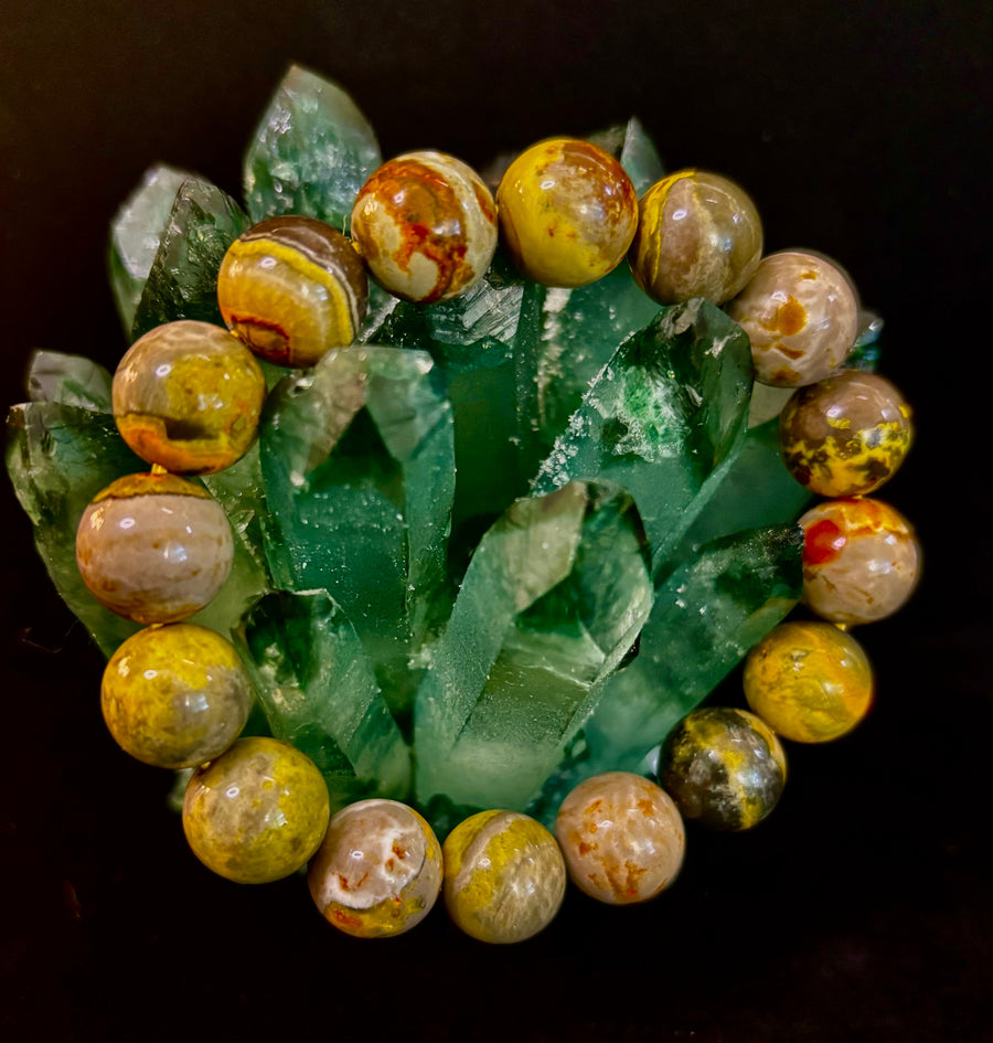 🐝 Bumble Bee Jasper Statement Bracelet – Rare Natural Gemstone | Limited Supply | Three Bead Sizes