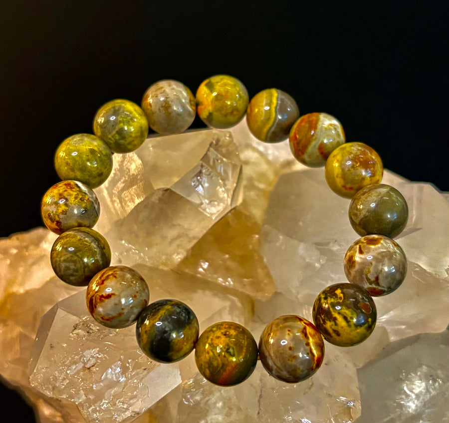 🐝 Bumble Bee Jasper Statement Bracelet – Rare Natural Gemstone | Limited Supply | Three Bead Sizes