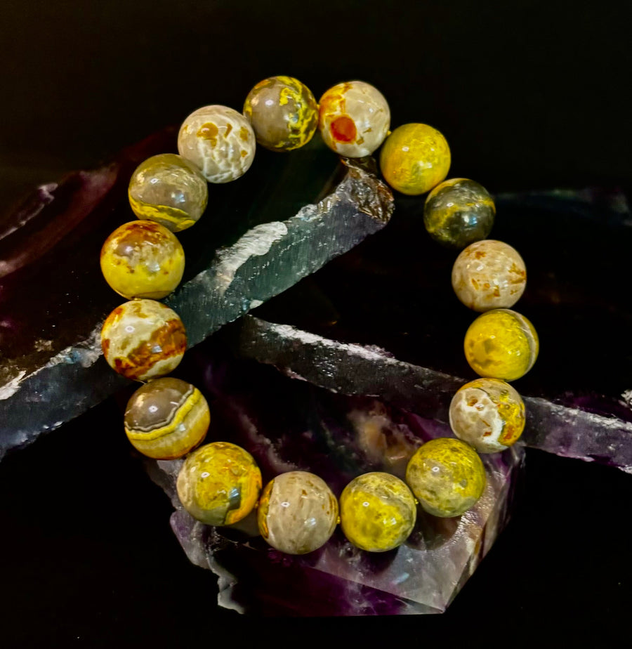 🐝 Bumble Bee Jasper Statement Bracelet – Rare Natural Gemstone | Limited Supply | Three Bead Sizes