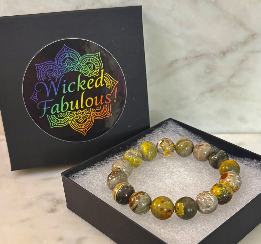 🐝 Bumble Bee Jasper Statement Bracelet – Rare Natural Gemstone | Limited Supply | Three Bead Sizes