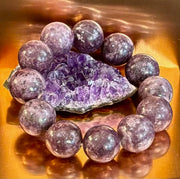 Reiki-Infused High-Grade Purple Lepidolite Statement Bracelet for Peace, Emotional Balance & Deep Calm (17–18mm)