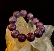 Reiki-Infused High-Grade Purple Lepidolite Statement Bracelet for Peace, Emotional Balance & Deep Calm (17–18mm)