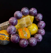 Reiki-Infused High-Grade Purple Lepidolite Statement Bracelet for Peace, Emotional Balance & Deep Calm (17–18mm)