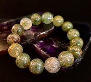 Reiki-Infused Genuine Green Phantom Quartz Statement Bracelet for Growth, Resilience & Wealth Attraction (14mm)