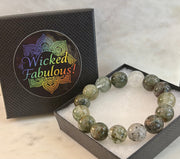 Reiki-Infused Genuine Green Phantom Quartz Statement Bracelet for Growth, Resilience & Wealth Attraction (14mm)