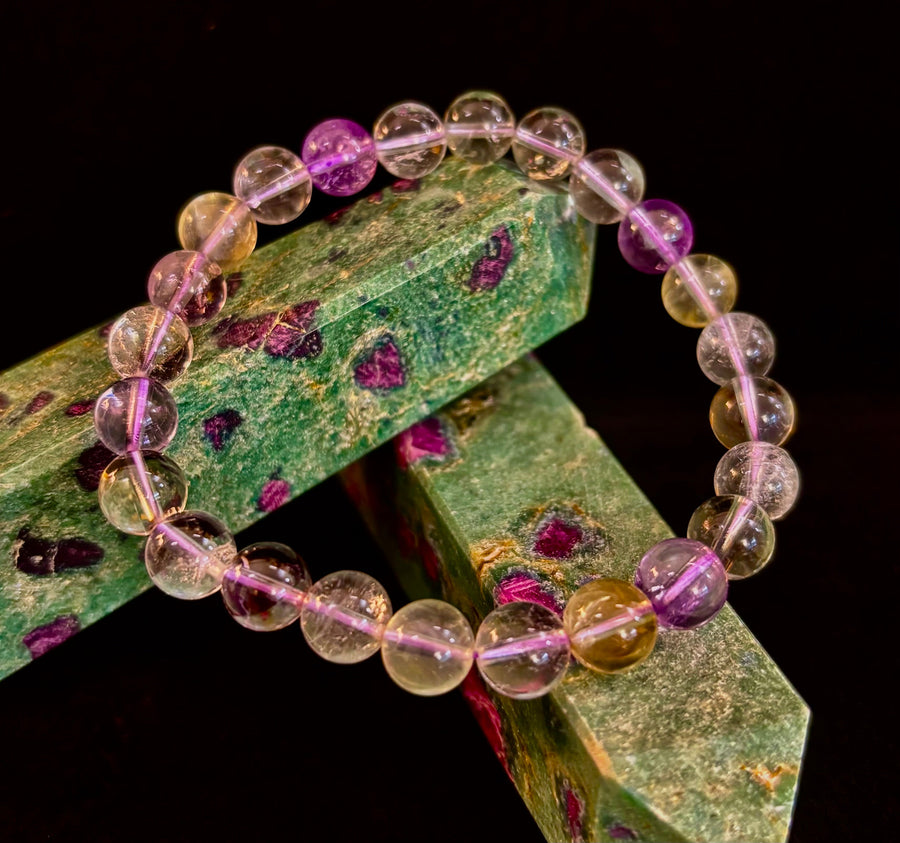 Ametrine Crystal Healing Stretch Bracelet for Intuition, Abundance & Harmony (8mm)