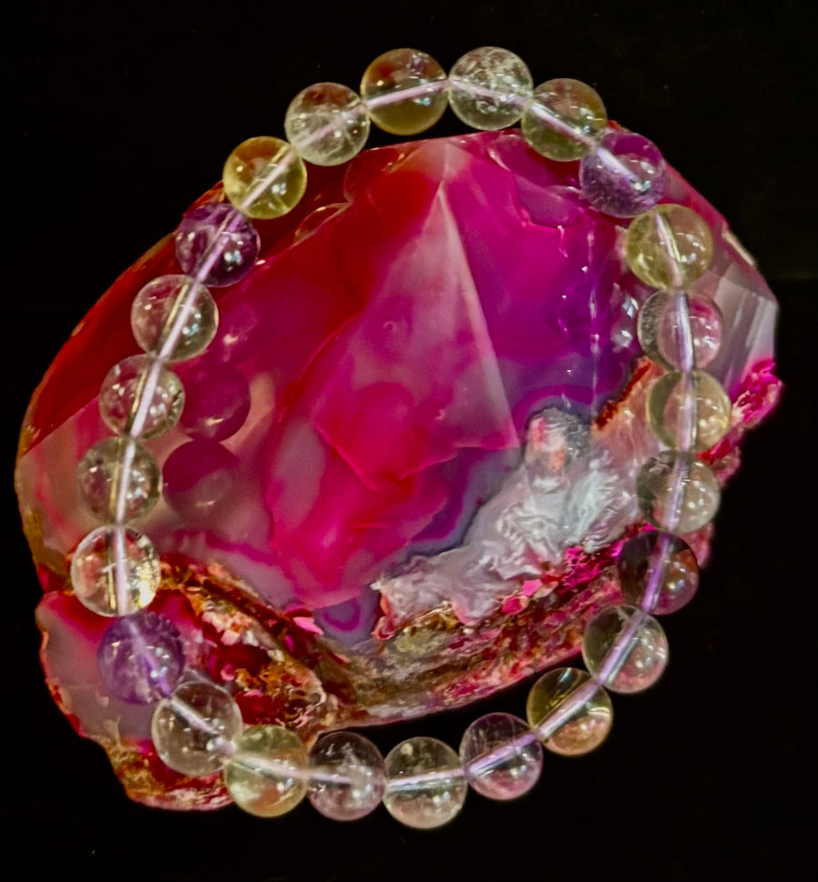 Ametrine Crystal Healing Stretch Bracelet for Intuition, Abundance & Harmony (8mm)