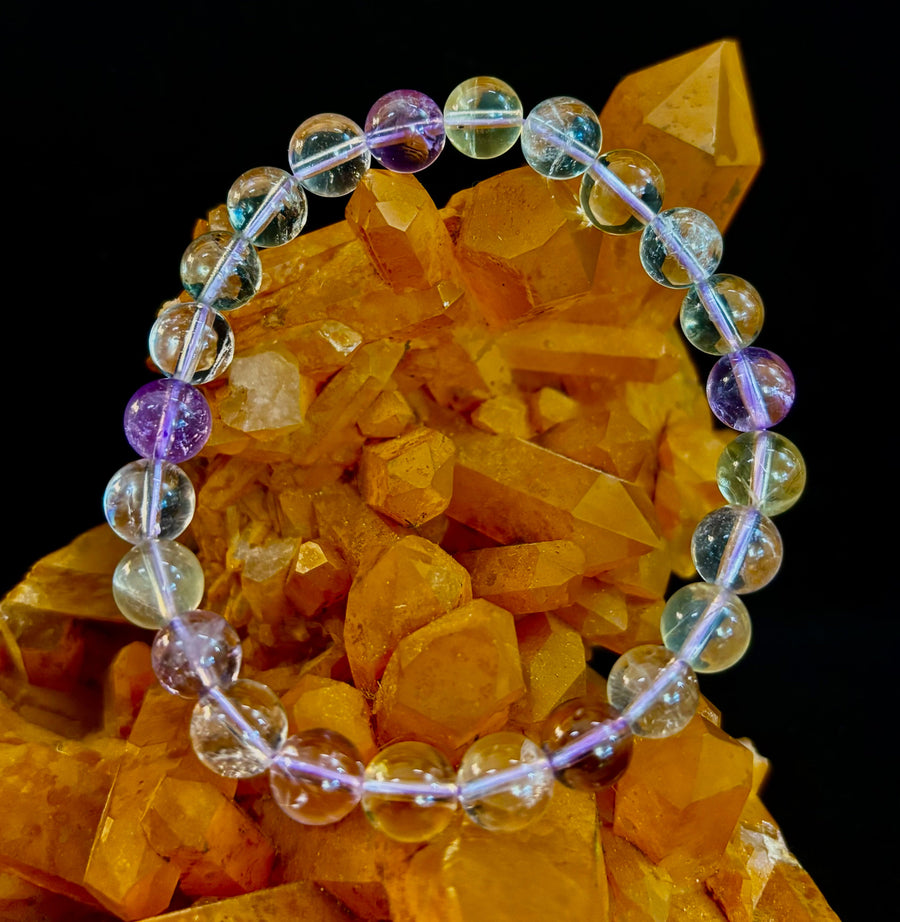 Ametrine Crystal Healing Stretch Bracelet for Intuition, Abundance & Harmony (8mm)
