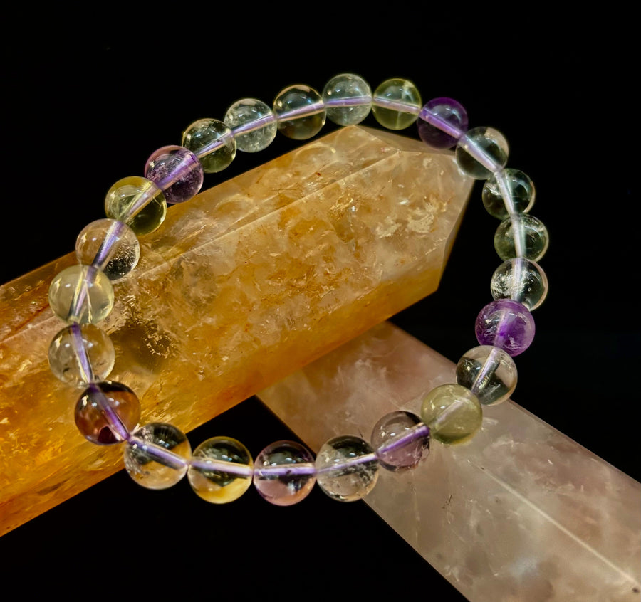 Ametrine Crystal Healing Stretch Bracelet for Intuition, Abundance & Harmony (8mm)