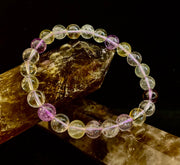 Ametrine Crystal Healing Stretch Bracelet for Intuition, Abundance & Harmony (8mm)