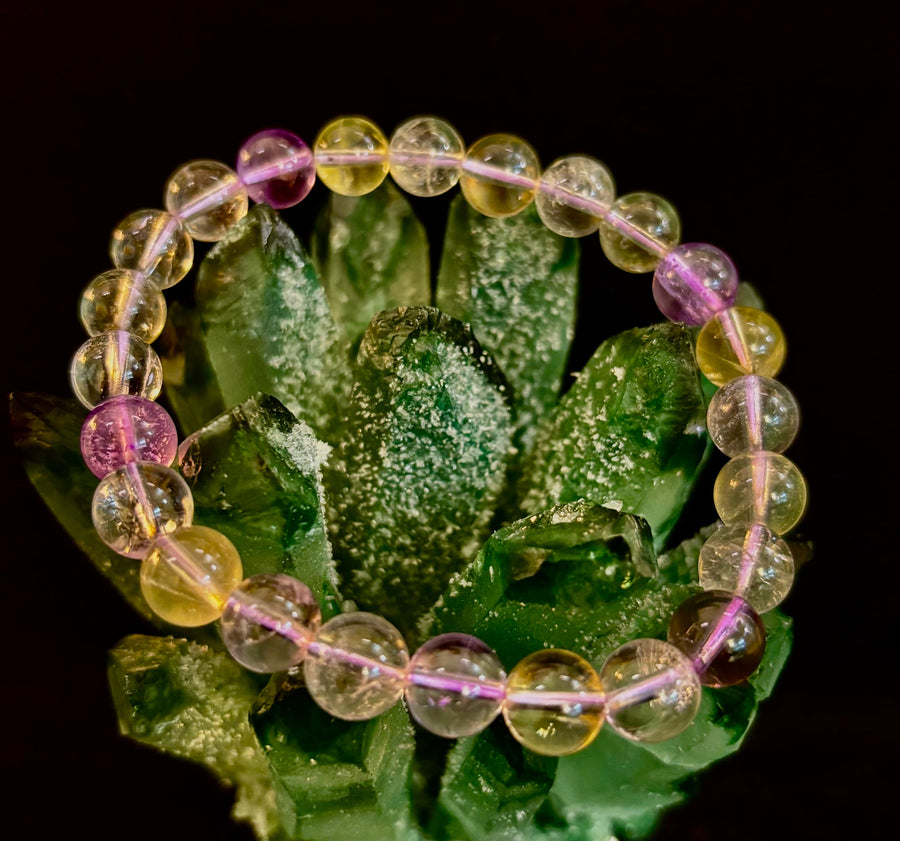 Ametrine Crystal Healing Stretch Bracelet for Intuition, Abundance & Harmony (8mm)