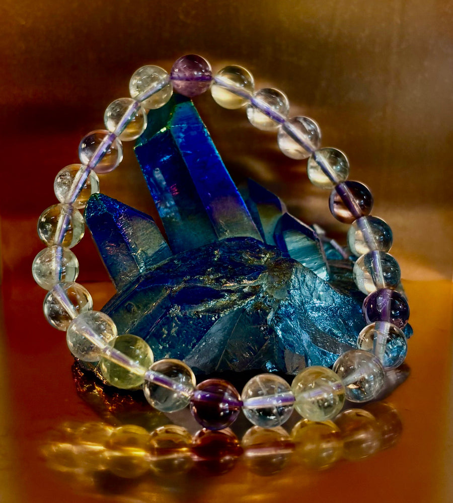 Ametrine Crystal Healing Stretch Bracelet for Intuition, Abundance & Harmony (8mm)