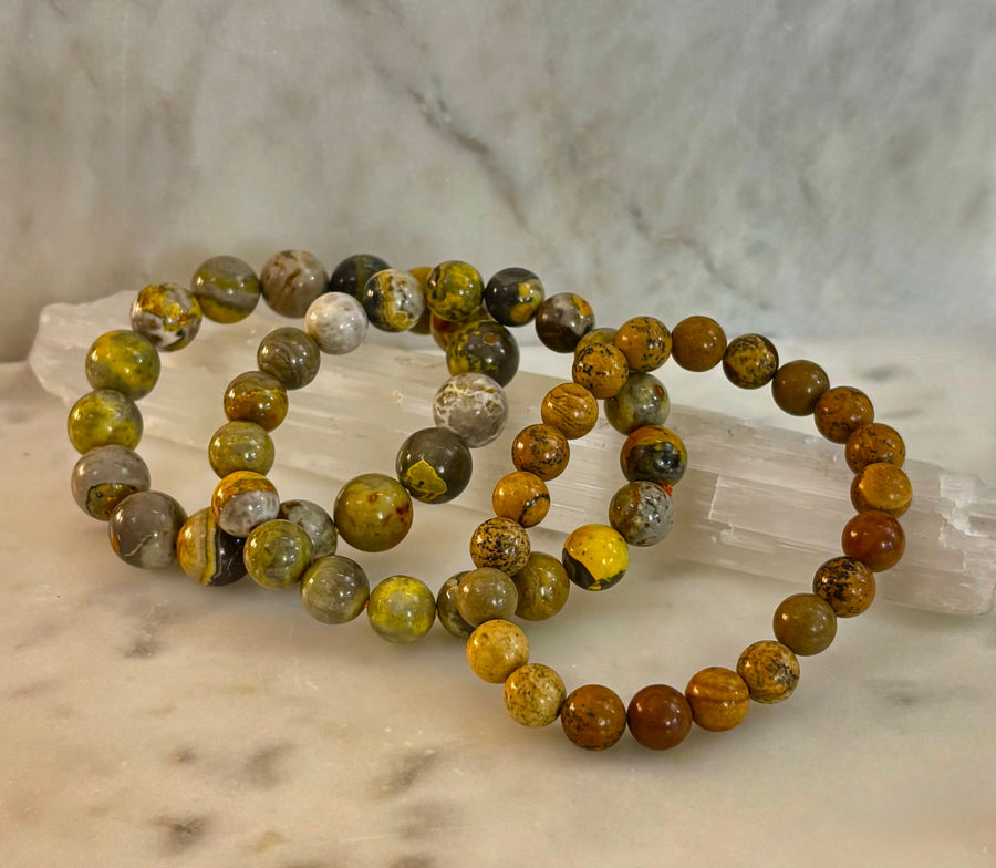 🐝 Bumble Bee Jasper Statement Bracelet – Rare Natural Gemstone | Limited Supply | Three Bead Sizes