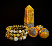 🐝 Bumble Bee Jasper Statement Bracelet – Rare Natural Gemstone | Limited Supply | Three Bead Sizes