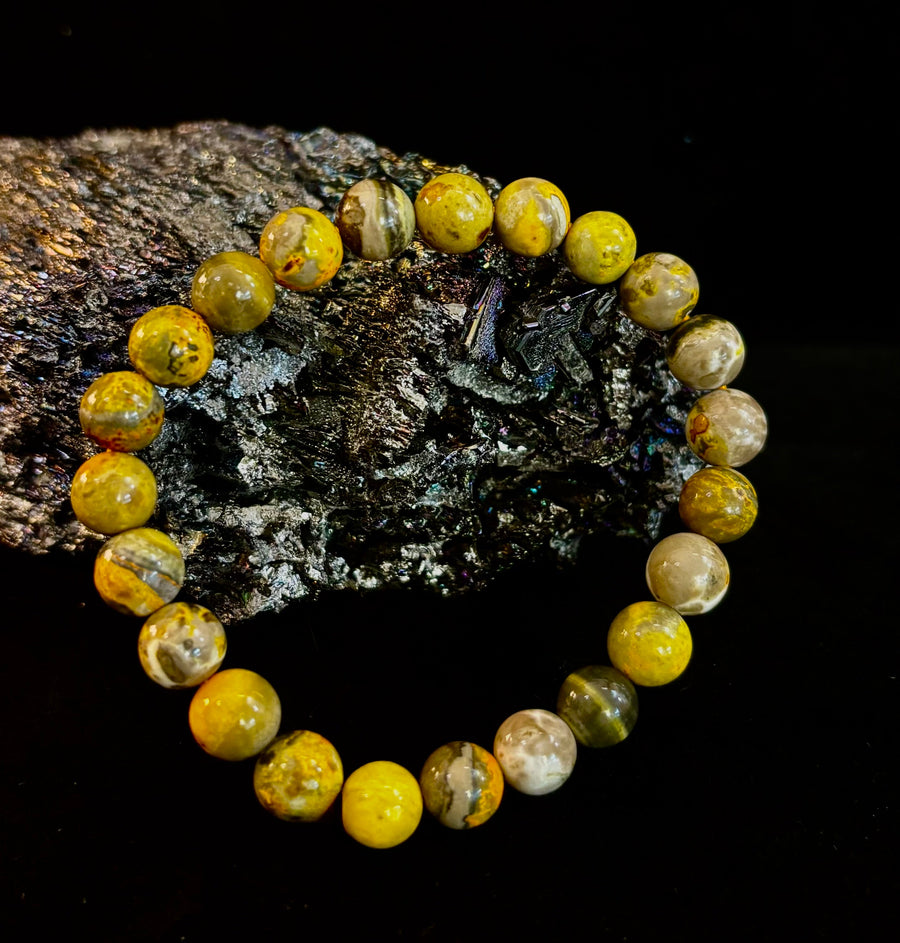 🐝 Bumble Bee Jasper Statement Bracelet – Rare Natural Gemstone | Limited Supply | Three Bead Sizes