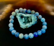 Reiki-Infused Natural Blue Aventurine Bracelet for Calm Communication, Inner Peace & Third Eye Focus (8mm)