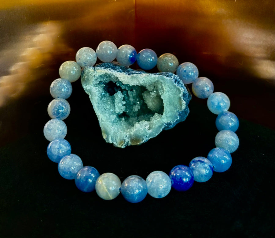 Reiki-Infused Natural Blue Aventurine Bracelet for Calm Communication, Inner Peace & Third Eye Focus (8mm)