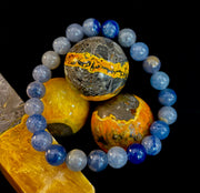 Reiki-Infused Natural Blue Aventurine Bracelet for Calm Communication, Inner Peace & Third Eye Focus (8mm)