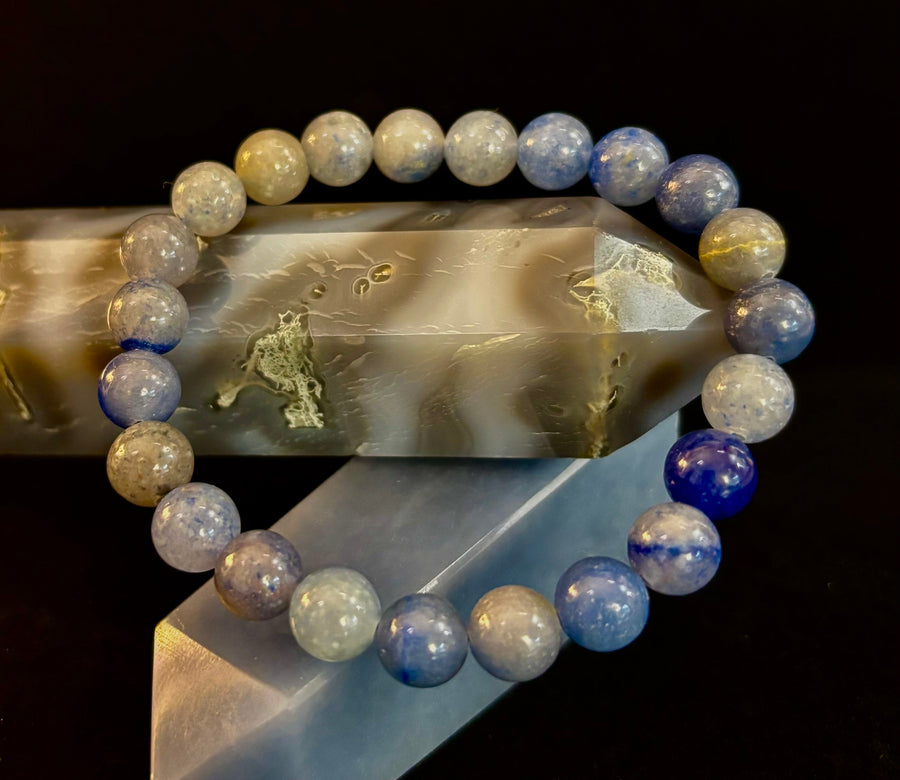 Reiki-Infused Natural Blue Aventurine Bracelet for Calm Communication, Inner Peace & Third Eye Focus (8mm)