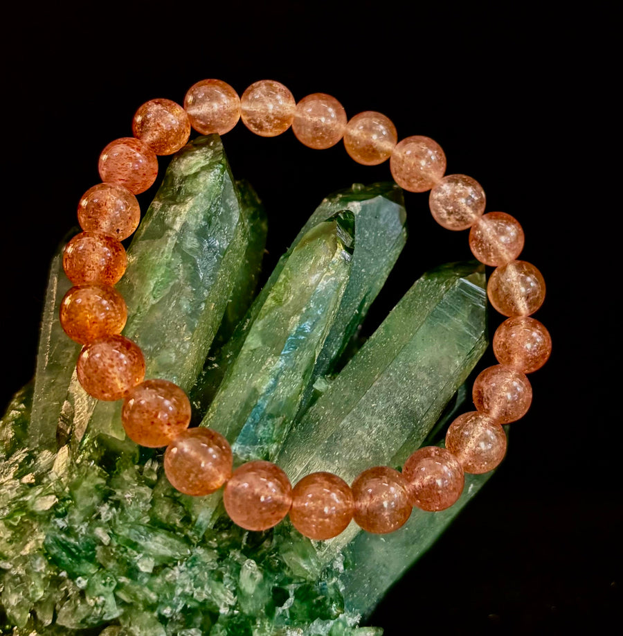 Reiki-Infused Natural Strawberry Quartz Bracelet for Universal Love, Joy & Heart Expansion (8mm)