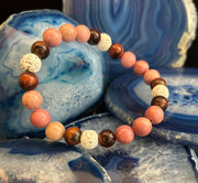 Reiki-Infused Sacred Flame Bracelet for Passion, Courage, Grounding & Essential Oil Diffusing (8mm, Small Wrists)