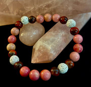 Reiki-Infused Sacred Flame Bracelet for Passion, Courage, Grounding & Essential Oil Diffusing (8mm, Small Wrists)