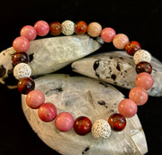 Reiki-Infused Sacred Flame Bracelet for Passion, Courage, Grounding & Essential Oil Diffusing (8mm, Small Wrists)