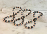 Reiki-Infused Hematite & Copper Conductor Bracelet for Grounding, Vitality & Protection (4mm/3mm, Fits up to 8")