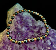 Reiki-Infused Hematite & Copper Conductor Bracelet for Grounding, Vitality & Protection (4mm/3mm, Fits up to 8")