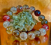 Reiki-Infused Faceted Golden Healer Quartz Bracelet for Divine Light, Manifestation & Solar Plexus Power (12mm)