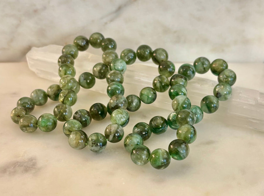 Green Lepidolite Mica Gemstone Bracelet — Peace, Heart Renewal & Emotional Balance