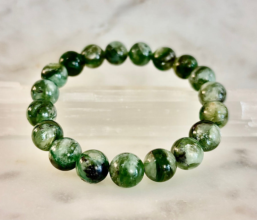 Green Lepidolite Mica Gemstone Bracelet — Peace, Heart Renewal & Emotional Balance
