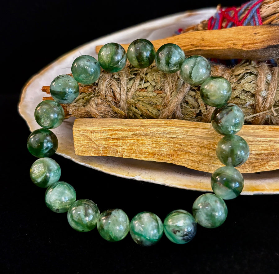 Green Lepidolite Mica Gemstone Bracelet — Peace, Heart Renewal & Emotional Balance