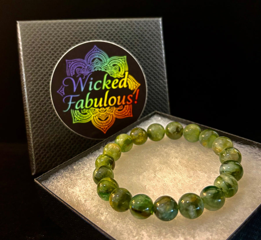 Green Lepidolite Mica Gemstone Bracelet — Peace, Heart Renewal & Emotional Balance