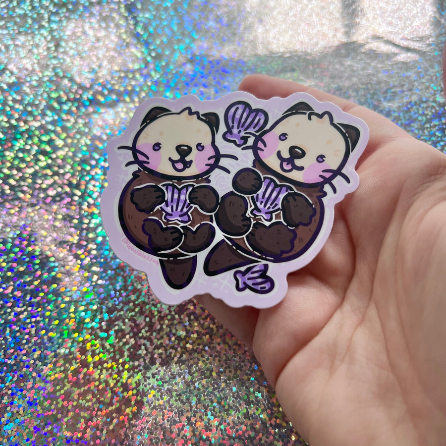 Floating Otter Couple ~ Sticker