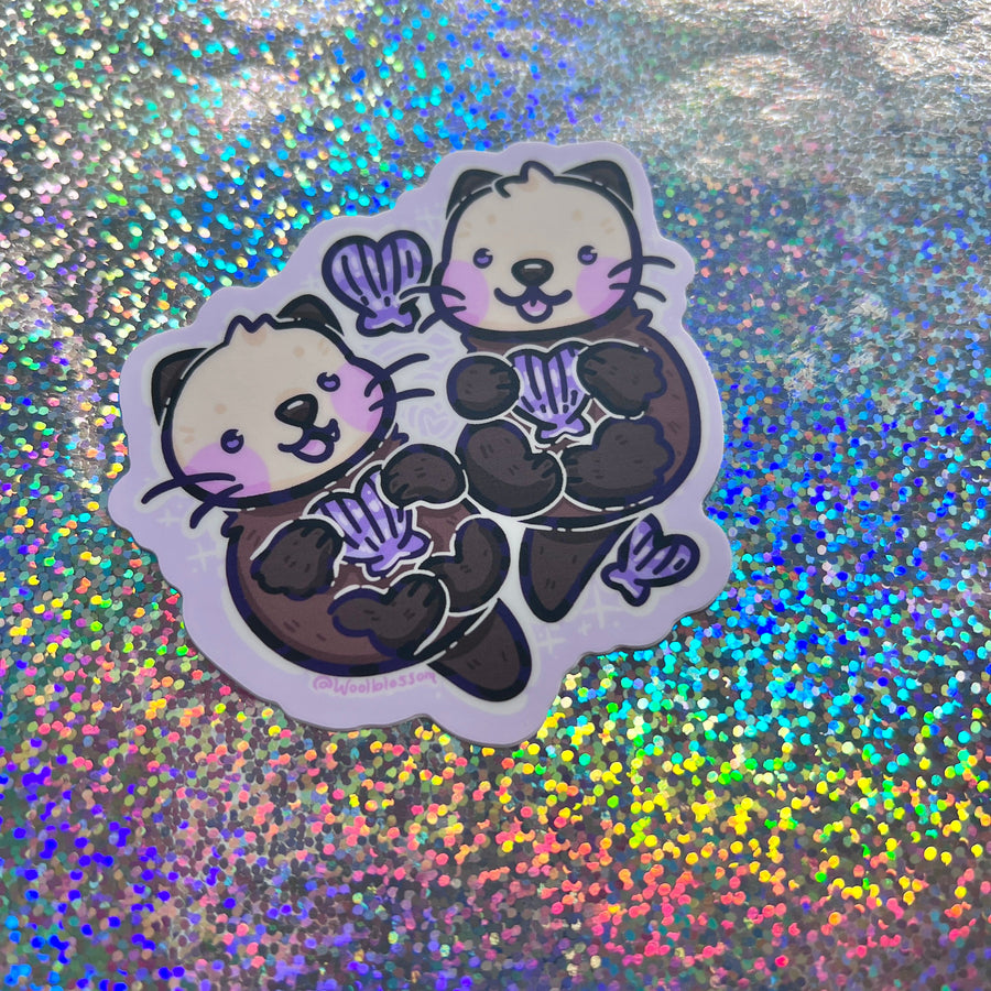 Floating Otter Couple ~ Sticker