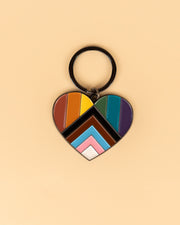 Progressive Pride Heart Enamel Keychain