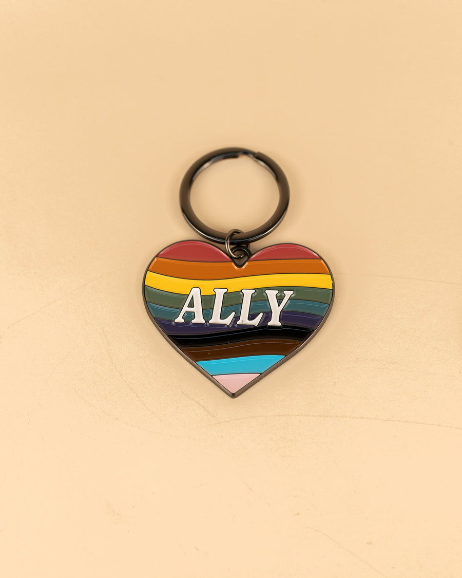 Rainbow Ally Heart Enamel Keychain