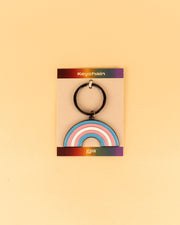 Trans Rainbow Enamel Keychain