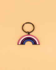 Genderfluid Rainbow Enamel Keychain