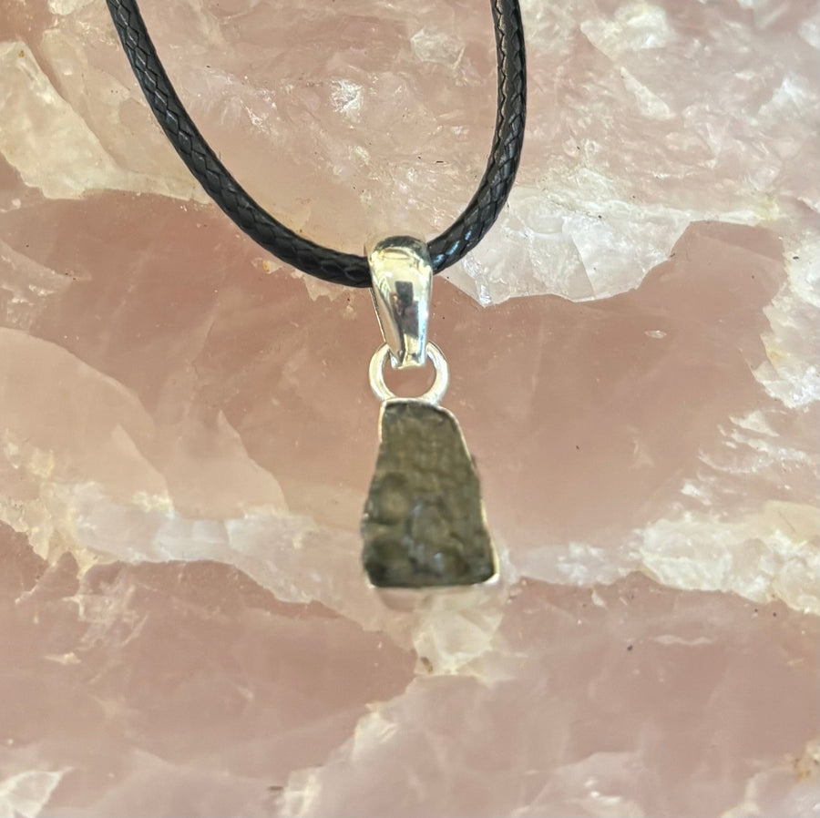 Raw Moldavite Pendant Necklace - Cosmic Transformation
