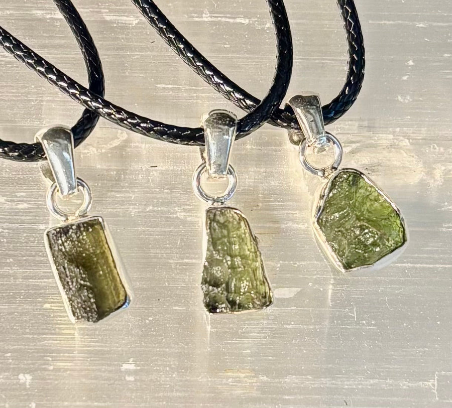 Raw Moldavite Pendant Necklace - Cosmic Transformation
