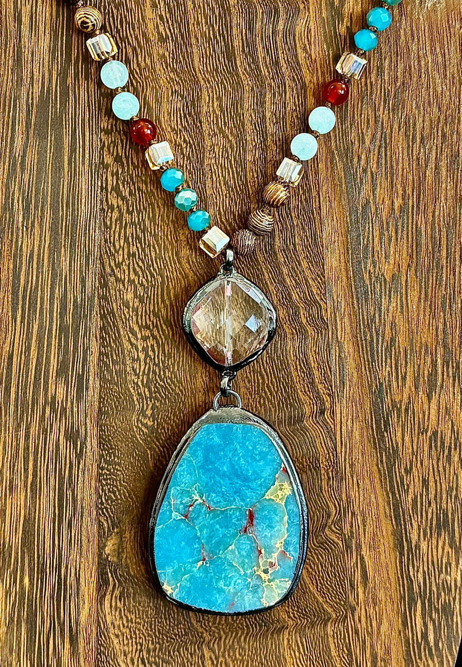Statement Amazonite Pendant Necklace - Truth, Harmony & Calm