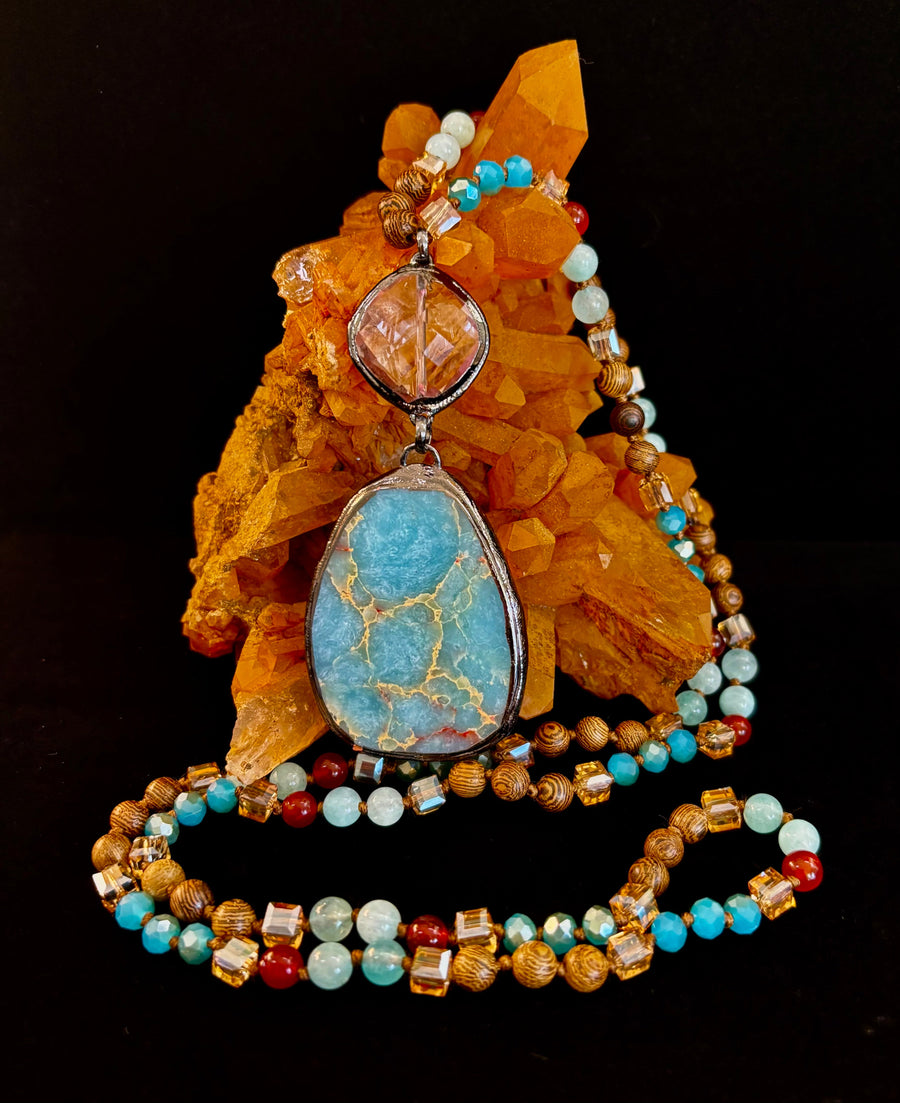 Statement Amazonite Pendant Necklace - Truth, Harmony & Calm