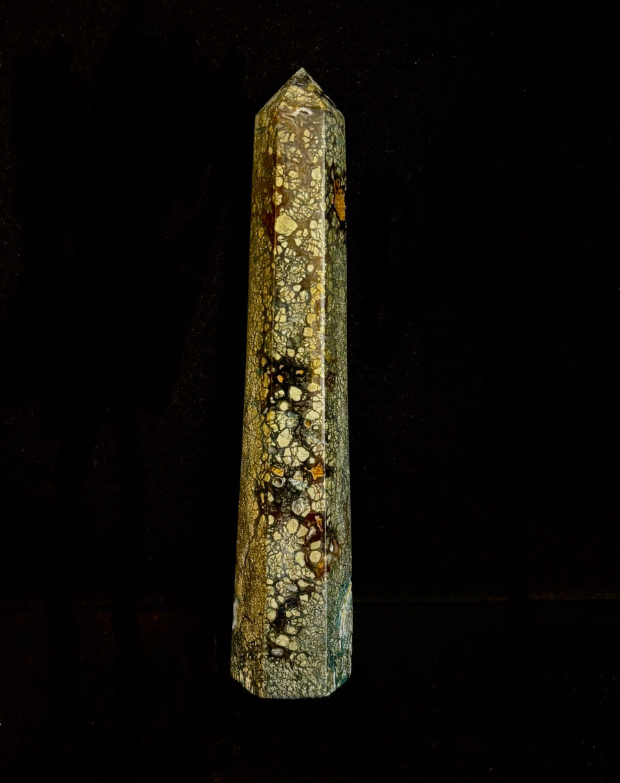 Marcasite Crystal Obelisk Mini-Tower – Soul Attraction & Metallic Focus (3"–4")