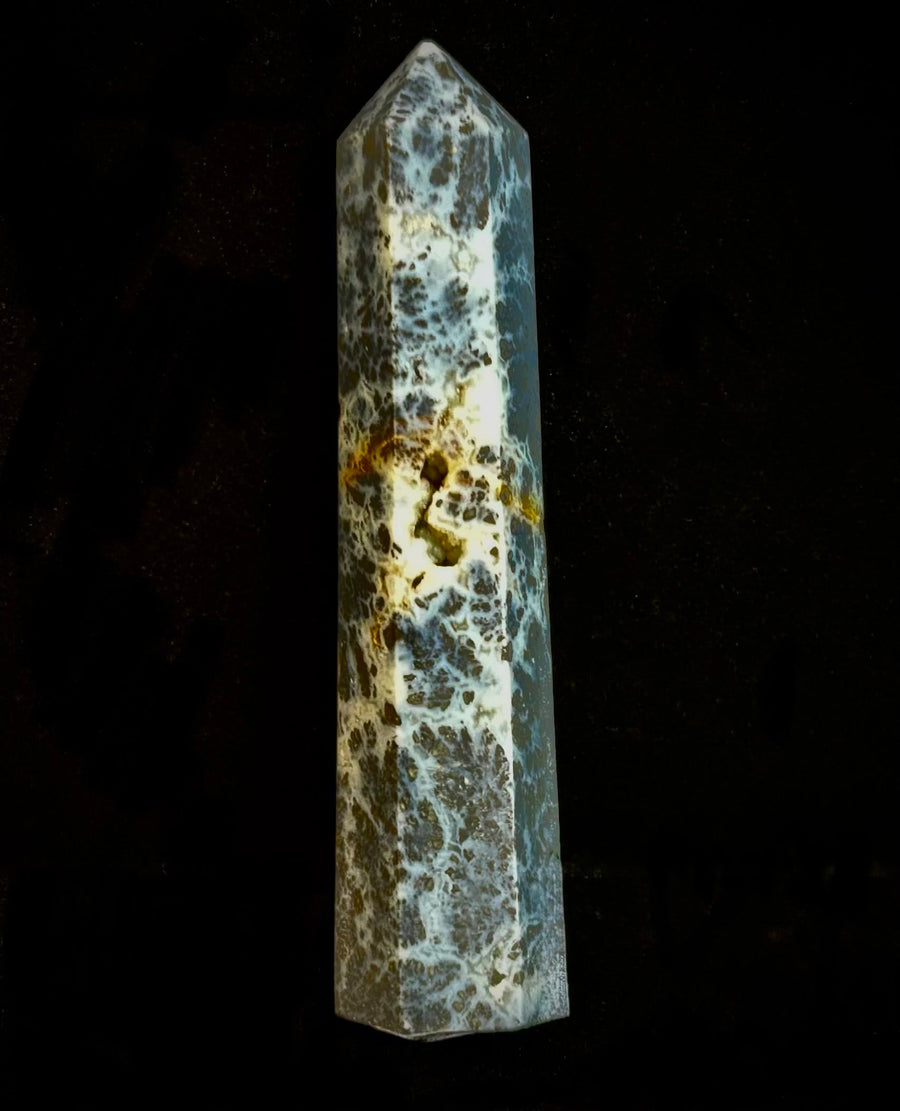 Marcasite Crystal Obelisk Mini-Tower – Soul Attraction & Metallic Focus (3"–4")